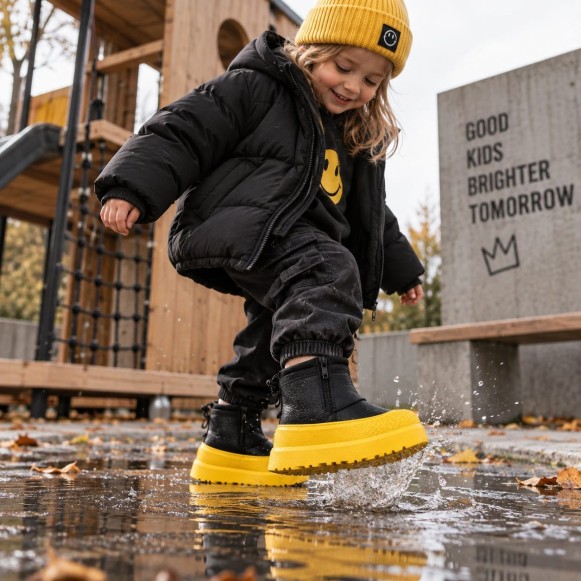Детские мини угги UGG Kids Mini Weather Hybrid Black Leather Summer