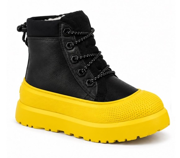 Детские ботинки UGG Kids Neumel Hybrid Black Leather Summer