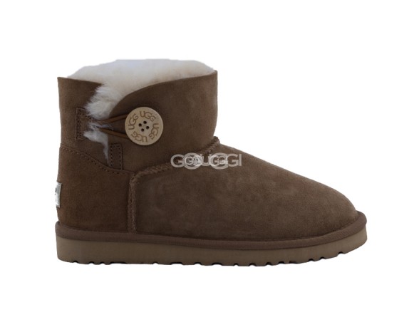Женские мини угги с пуговицей Mini Bailey Button Chestnut