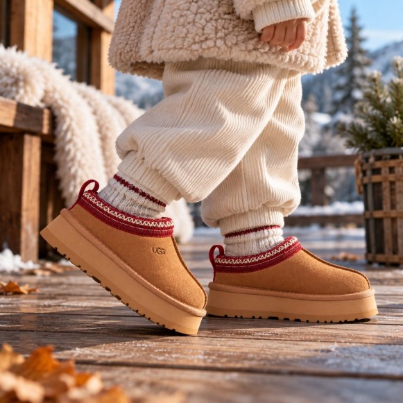 Детские слипоны на платформе Ugg Kids Tazz Chestnut