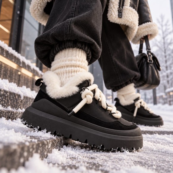 Женские кроссовки UGG Heritage Utility Sneaker Black Leather