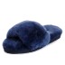 Fluff Slide Slippers Navy Blue