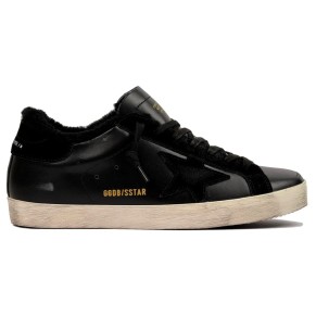 Golden Goose Super-Star Mens Winter Black Nappa With Shearling