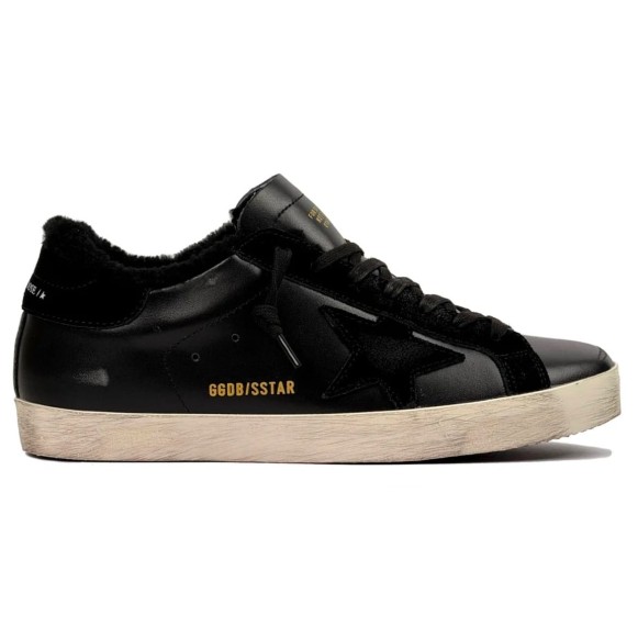 Мужские зимние кеды Golden Goose Super-Star Mens Winter Black Nappa With Shearling