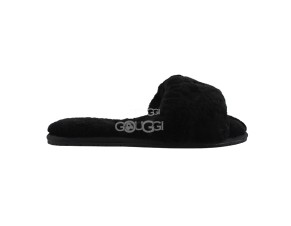 Fluff Slide Slippers Black.