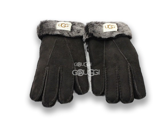 Меховые перчатки мужские Suede Black 