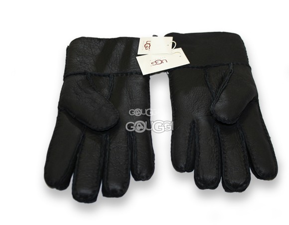 Меховые перчатки мужские Suede Dark Black