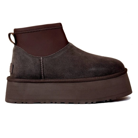 Женские мини угги на платформе Ugg Classic Mini Dipper Chocolate